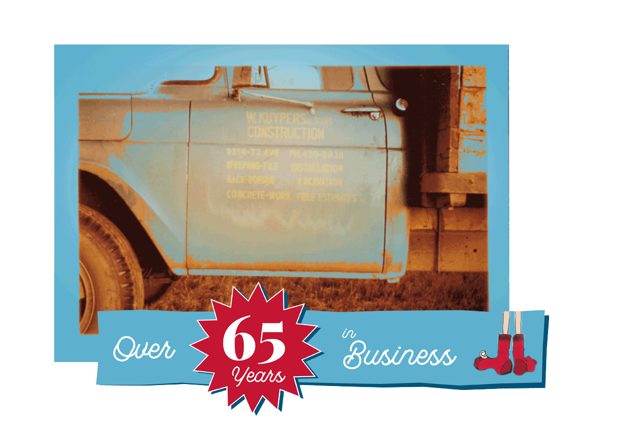 Over 60 years banner art with old Kuypers truck